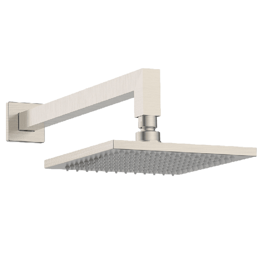 Abey Gareth Ashton Square Brass Horizontal Shower Arm and Rose - Brushed Nickel