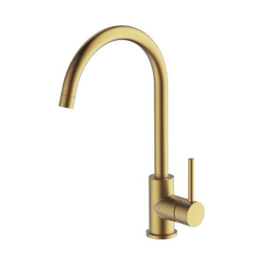 Abey Gareth Ashton Lucia Goose Sidelever Mixer - Brushed Brass