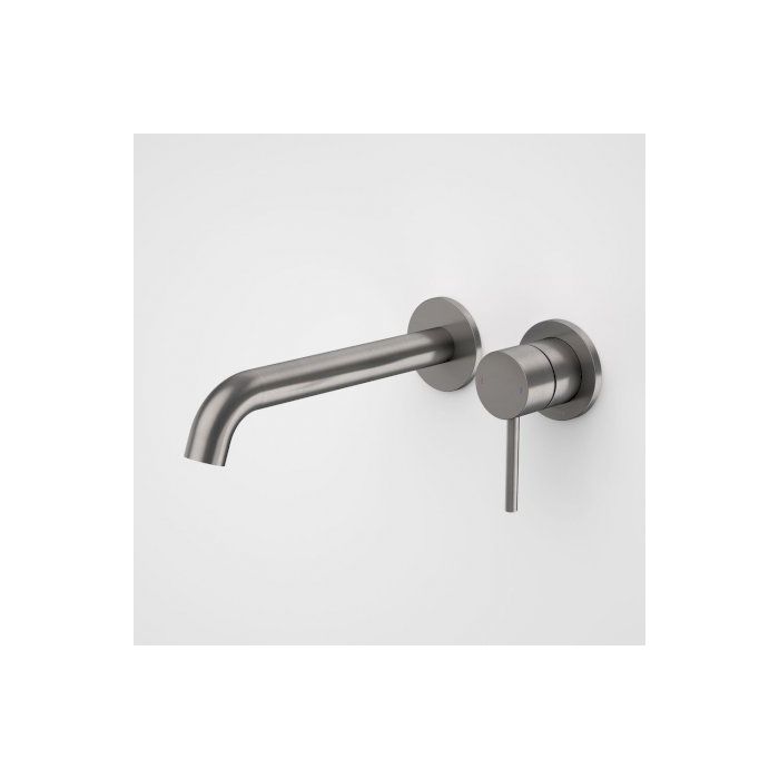 Caroma Liano II 210mm Wall Basin / Bath Mixer 2 x Round Cover Plates Gunmetal
