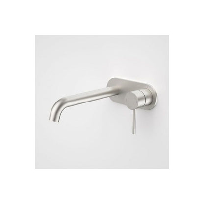 Caroma Liano II 210mm Wall Basin / Bath Mixer - Rounded Cover Plate Brushed Nickel