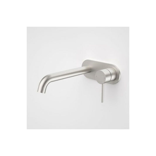 Caroma Liano II 210mm Wall Basin / Bath Mixer - Rounded Cover Plate Brushed Nickel
