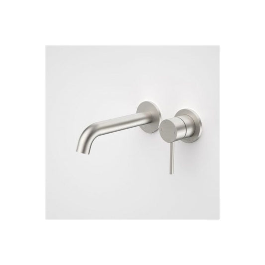Caroma Liano II 175mm Wall Basin / Bath Mixer 2 x Round Cover Plates Brushed Nickel