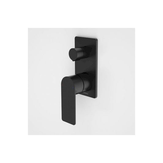 Caroma Urbane II Bath / Shower Mixer With Diverter Rectangular Cover Plate Matte Black