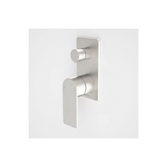 Caroma Urbane II Bath / Shower Mixer With Diverter Rectangular Cover Plate Brushed Nickel