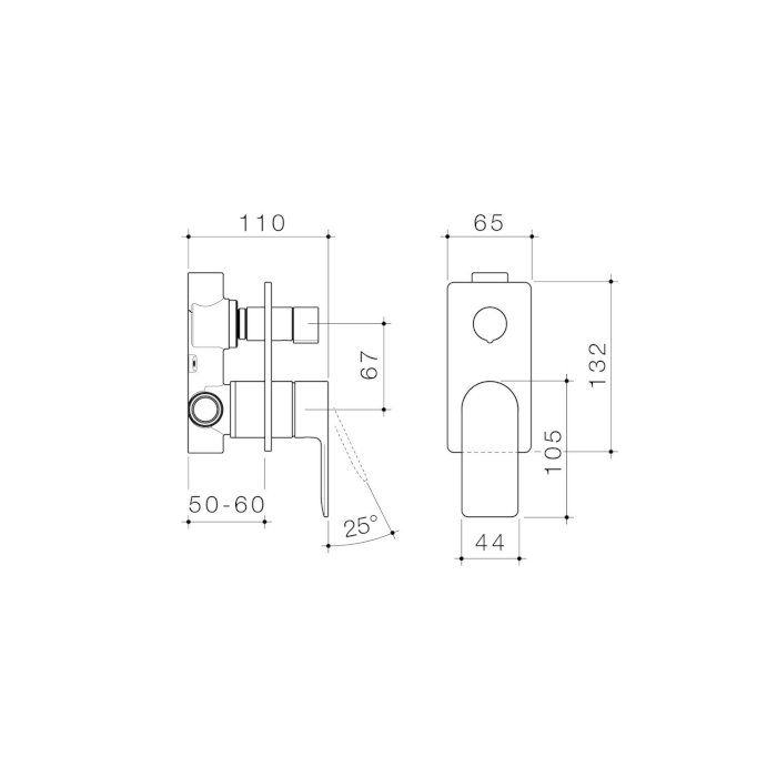 Caroma Urbane II Bath / Shower Mixer With Diverter Rectangular Cover Plate Brushed Nickel