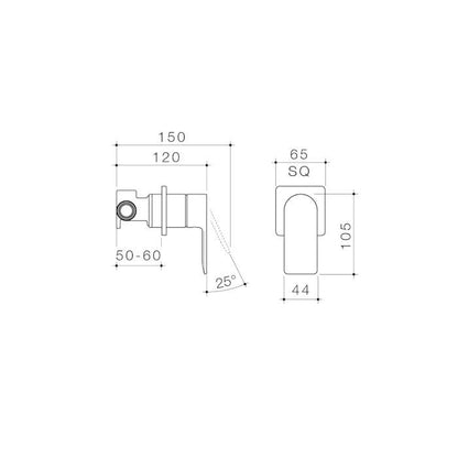 Caroma Urbane II Bath / Shower Mixer Square Cover Plate Gunmetal