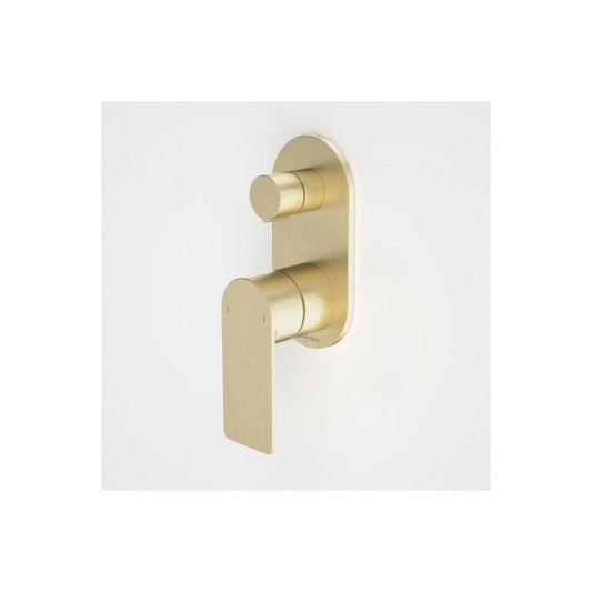 Caroma Urbane II Bath / Shower Mixer With Diverter Round Cover Plate Brushed Brass