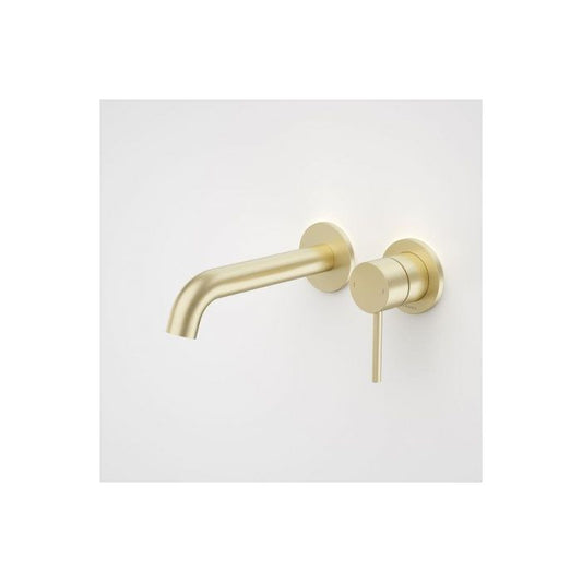 Caroma Liano II 175mm Wall Basin / Bath Mixer 2 x Round Cover Plates Brushed Brass