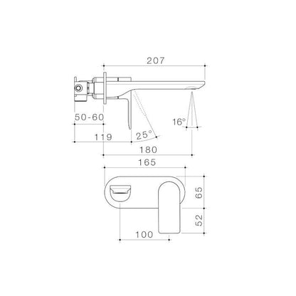 Caroma Urbane II 180mm Wall Basin / Bath Mixer Round Cover Plate Gunmetal Lead Free