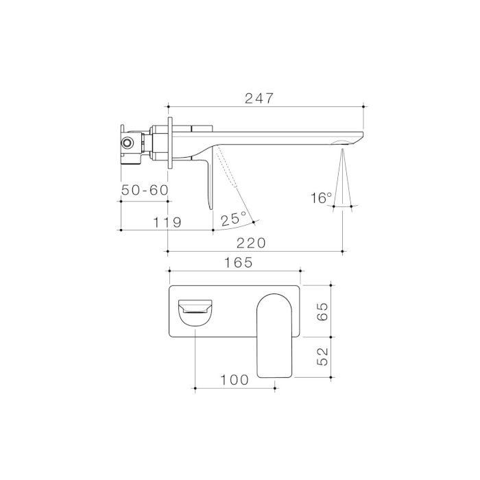 Caroma Urbane II 220mm Wall Basin / Bath Mixer Rectangular Cover Plate Brushed Nickel Lead Free