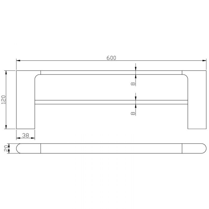 Acl Cora Double Towel Rail Chrome, Matte Black, Chrome and White