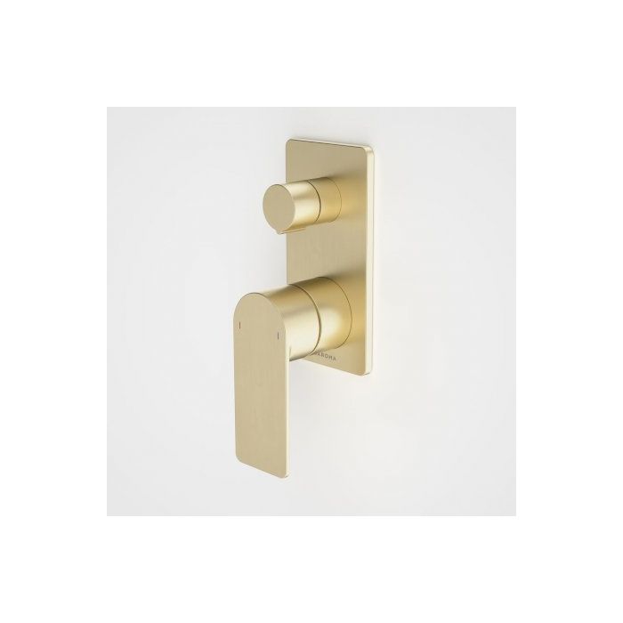 Caroma Urbane II Bath / Shower Mixer With Diverter Rectangular Cover Plate Brushed Brass