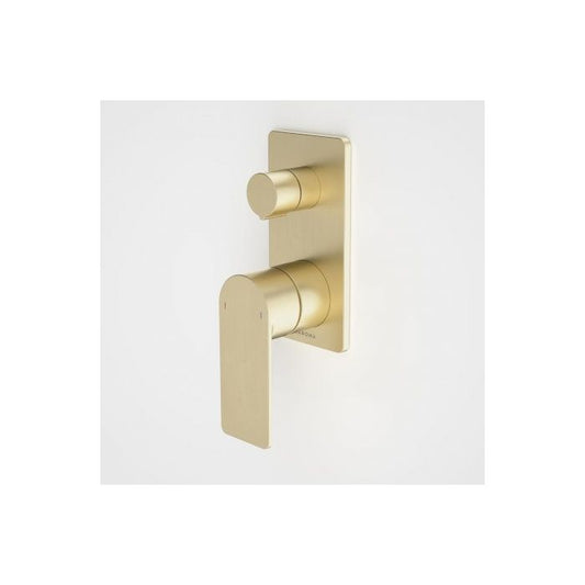 Caroma Urbane II Bath / Shower Mixer With Diverter Rectangular Cover Plate Brushed Brass