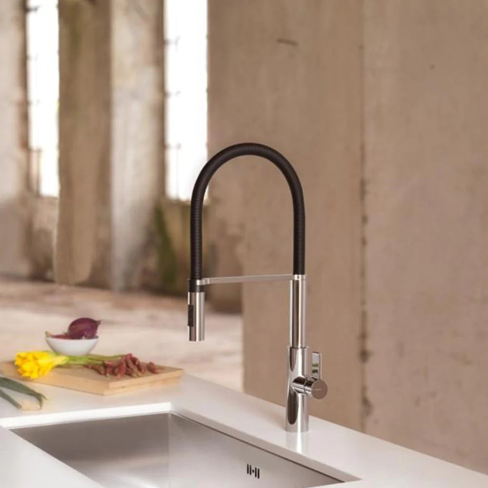 Parisi Libera Kitchen Mixer Chrome with Black Spring Spray - Chrome/Black