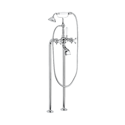 Abey Armando Vicario Provincial Exposed Hob Freestanding Bath Filler - Chrome