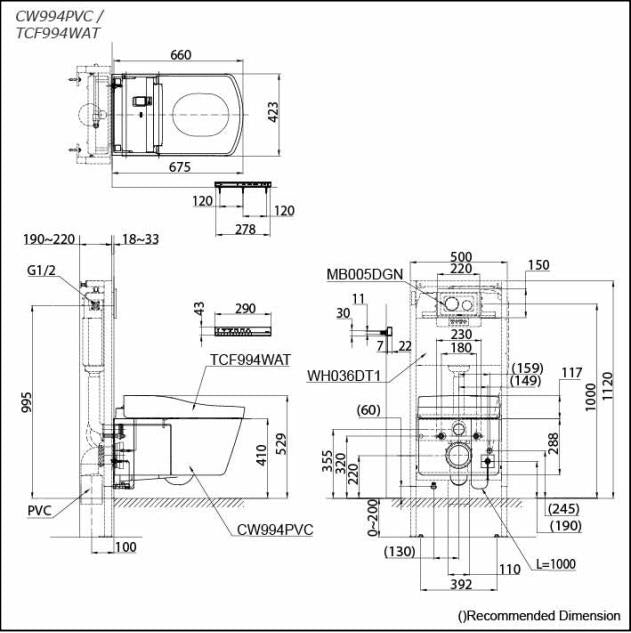 Toto Neorest LE I (P-Trap) Bidet Toilet Suite