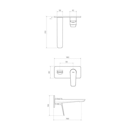 Float Wall Mixer with 180mm Spout on Backplate | Fucile