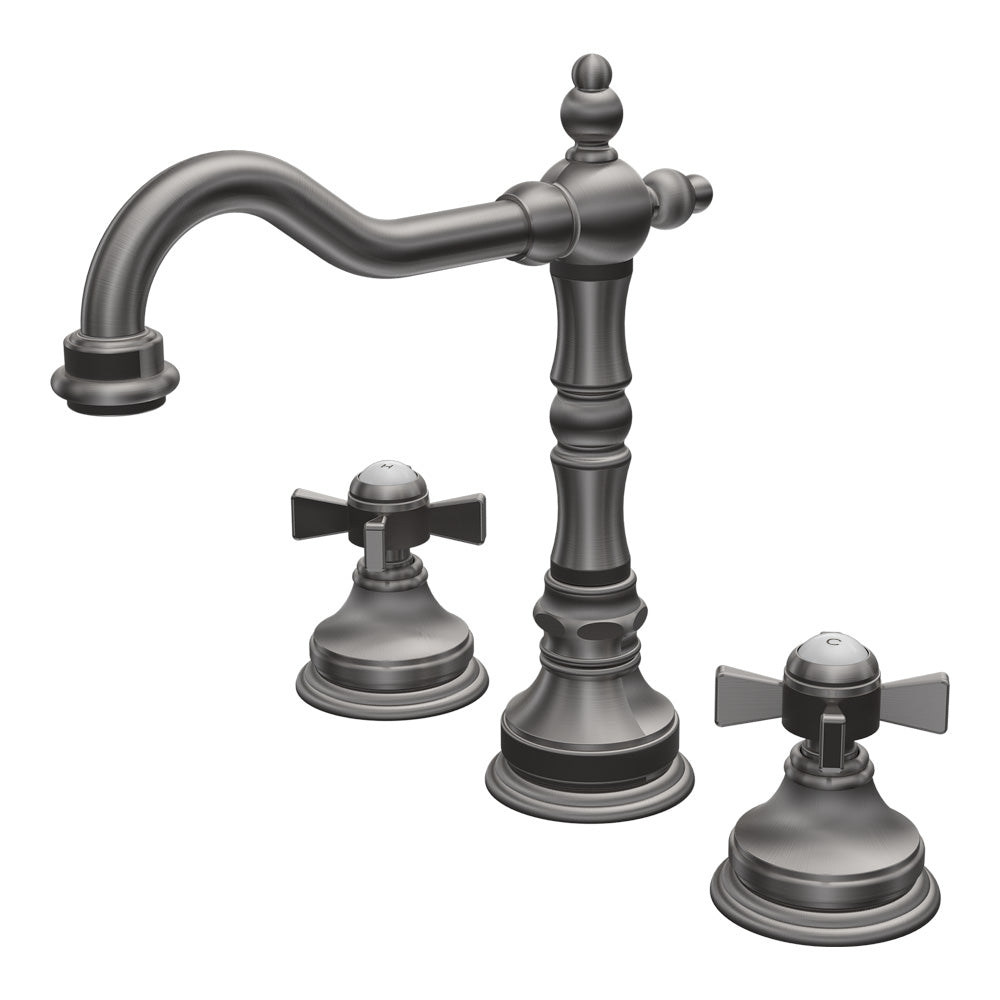 Parisi Hermitage Basin Set with Swivel Spout and Cross Handle | Pewter