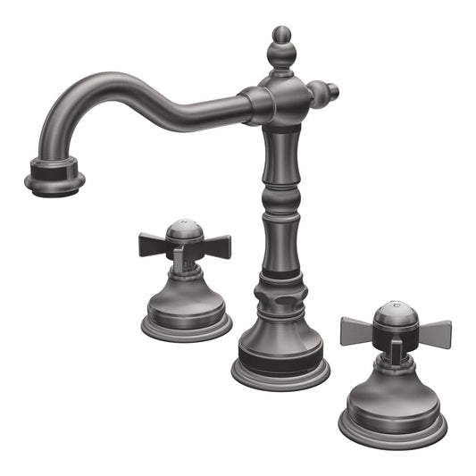 Parisi Hermitage Basin Set with Swivel Spout and Cross Handle | Pewter