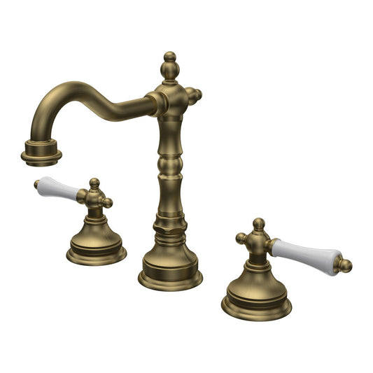 Parisi Hermitage Basin Set with Swivel Spout and Lever Handle | Antique Brass
