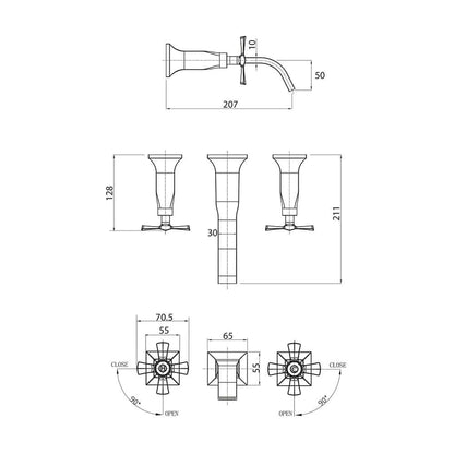 Parisi Jazz Wall Basin/Bath Set with Spout | Chrome