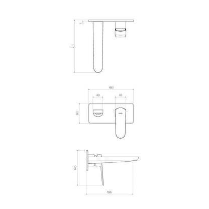 Parisi Loom Wall Mixer with 180mm Spout on Backplate | Fucile