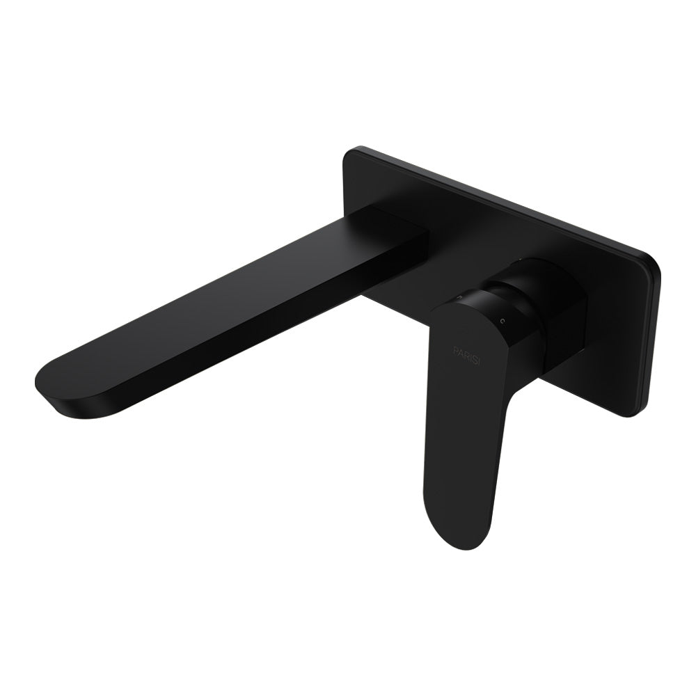 Parisi Loom Wall Mixer with 180mm Spout on Backplate | Matt Black