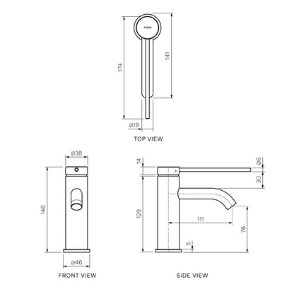 Parisi Envy II Basin Mixer with Extended Lever | Brushed Nickle