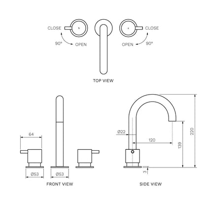 Parisi Envy II Basin Set with Round Swivel Spout | Brushed Brass