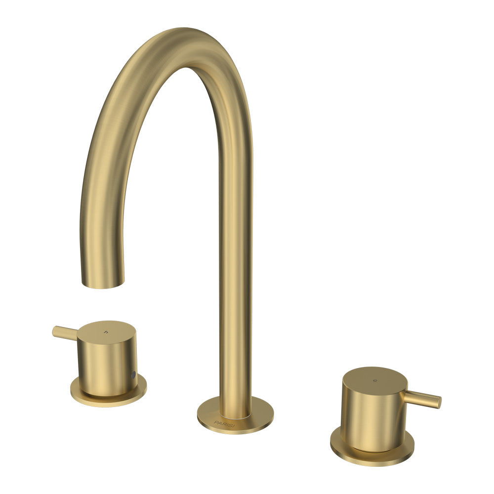 Parisi Envy II Basin Set with Round Swivel Spout | Brushed Brass