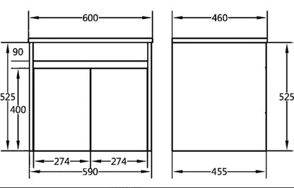 600mm x 460mm PVC Wall Hung Vanity