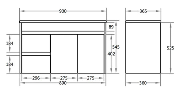 900mm x 460mm PVC Wall Hung Vanity