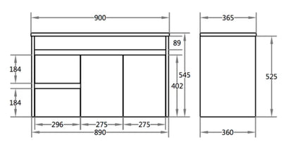 900mm x 460mm PVC Wall Hung Vanity