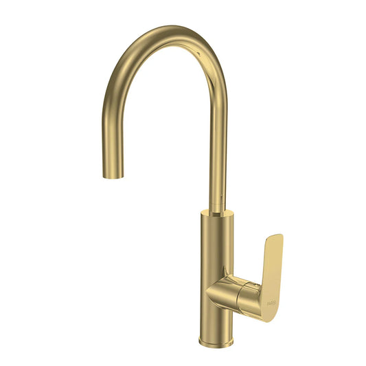 Parisi Slim II Kitchen Mixer with Round Spout - Brushed Brass