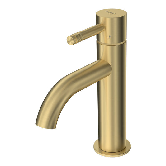 Parisi Tondo II Basin Mixer with Curved Spout | Brushed Brass