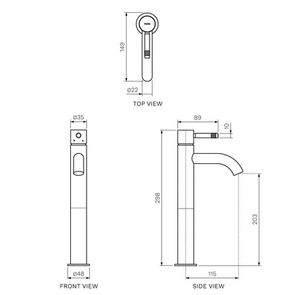 Parisi Tondo II High Basin Mixer with Curved Spout | Fucile