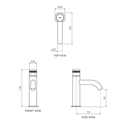 Parisi Todo II Basin Mixer with Curved Spout | Brushed Brass