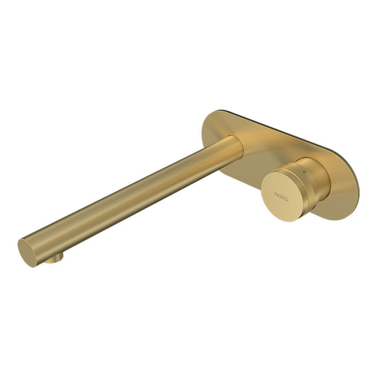 Parisi Todo II Wall Mixer with 220mm Spout on Elliptical Plate | Brushed Brass