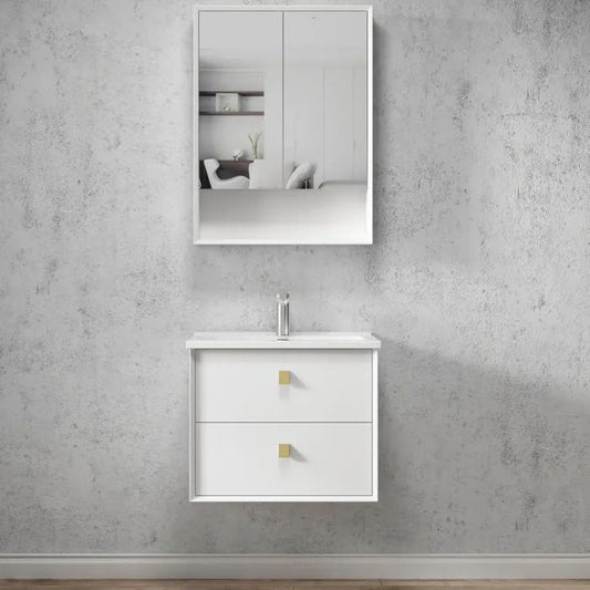 Otti 600mm Boston Matte White Wall Hung Vanity