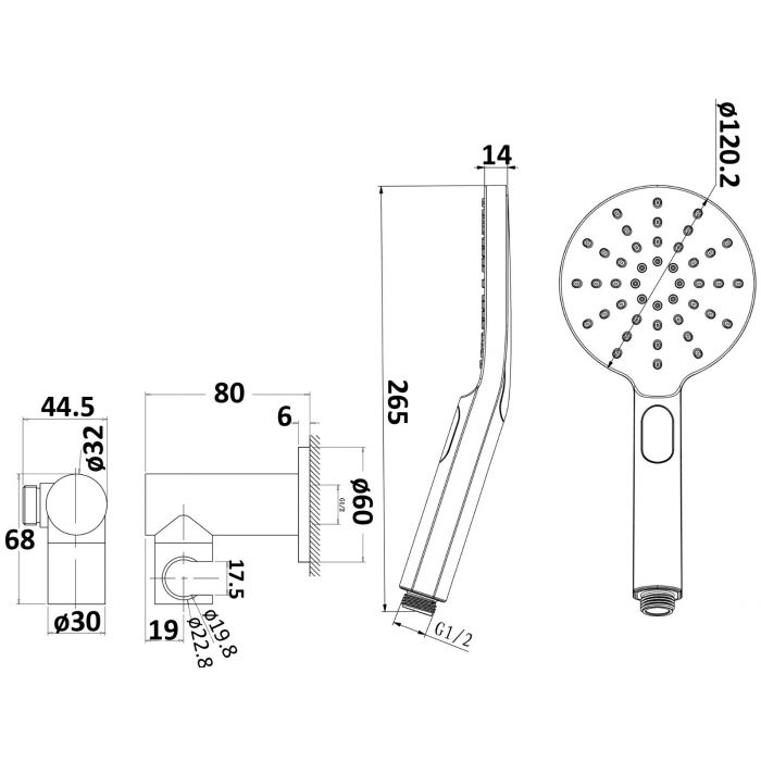ACL Cora Hand Shower On Bracket Matt Black
