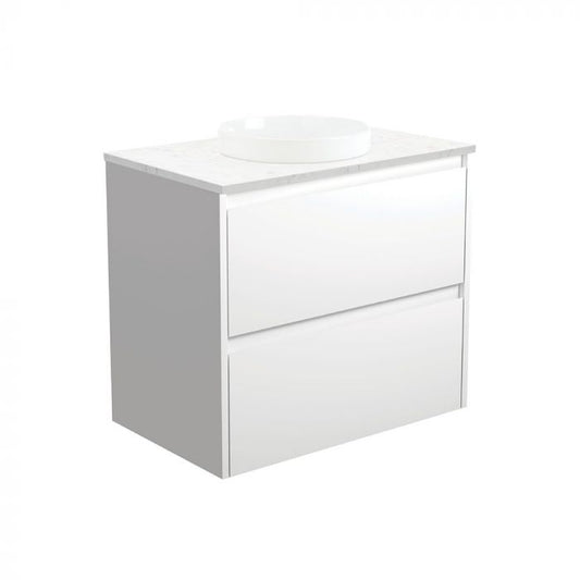 Fienza 750mm Reba Semi Inset Bianca Amato Double Draw Wall Hung Vanity