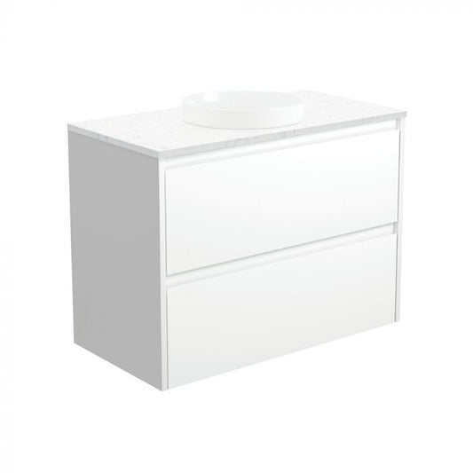 Fienza 900mm Reba Semi Inset Bianca Amato Double Draw Wall Hung Vanity