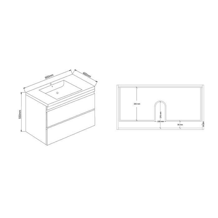 Inspire Dover 900mm Double Draw Vanity