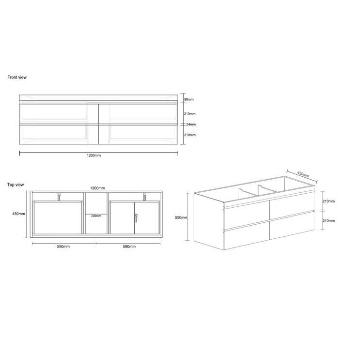 Inspire Dover 1200mm 4 Draw Vanity