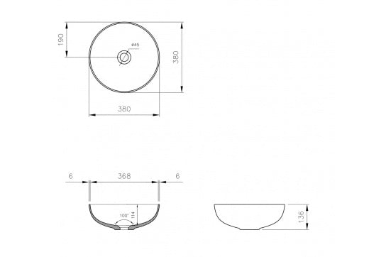 Fino Round 379 Above Counter Basin – Gloss White
