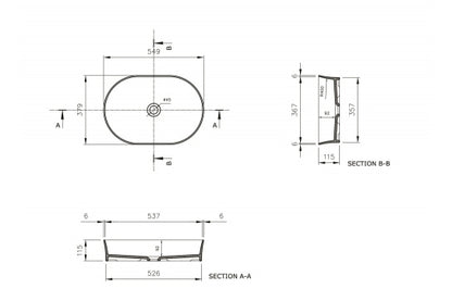 Fino 55 X 38 Matte White Above Counter Basin