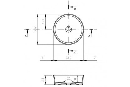 Fino Round 382 Above Counter Basin - Matte White