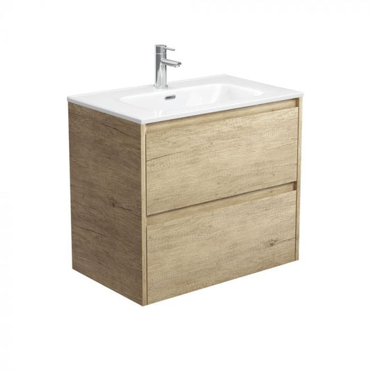 Fienza 750mm Joli Amato Double Draw Wall Hung Vanity - Scandi Oak