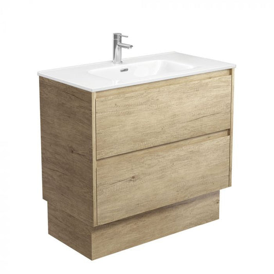 Fienza 900mm Joli Amato Double Draw Kickboard Vanity - Scandi Oak