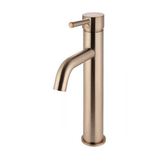 Meir Round Tall Basin Mixer Champagne Curved MB04-R3-CH